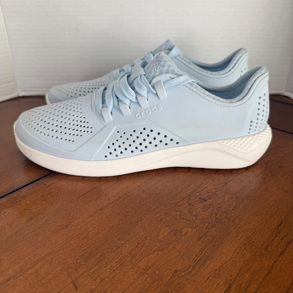 Crocs LiteRide Pacer Women 10 Sneakers Light Blue Lace Up NEW